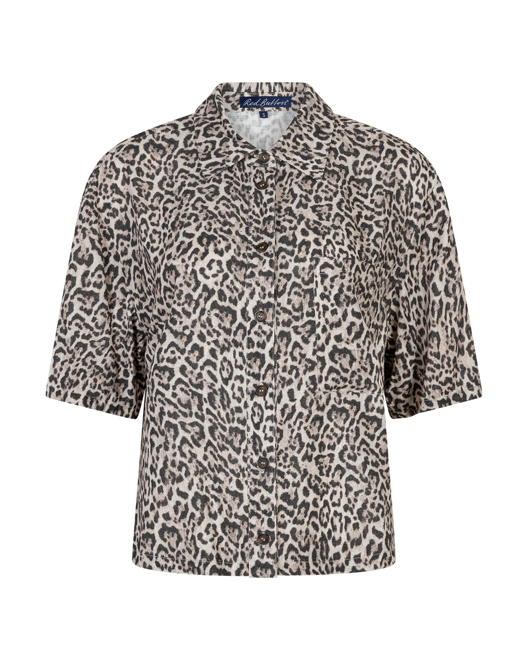 Bluse Kurzarm Leinen Leo-Muster