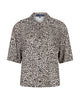 Bluse Kurzarm Leinen Leo-Muster