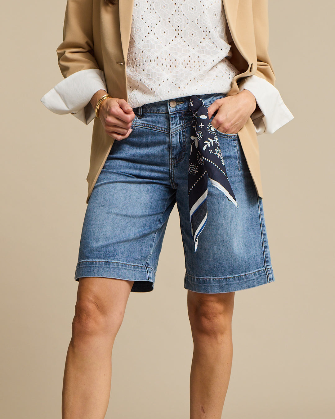 Jeans-Shorts mit Tuch