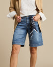 Jeans-Shorts mit Tuch