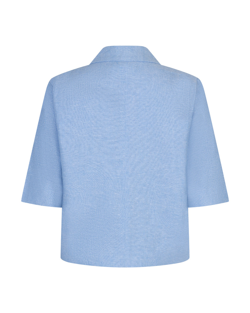 Kurzer Blazer Leinen in Hellblau