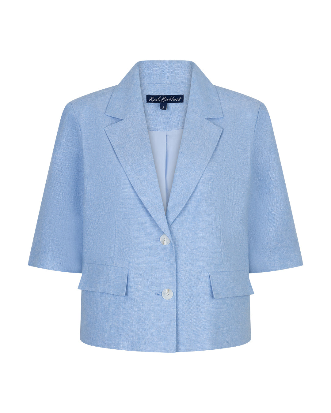 Kurzer Blazer Leinen in Hellblau