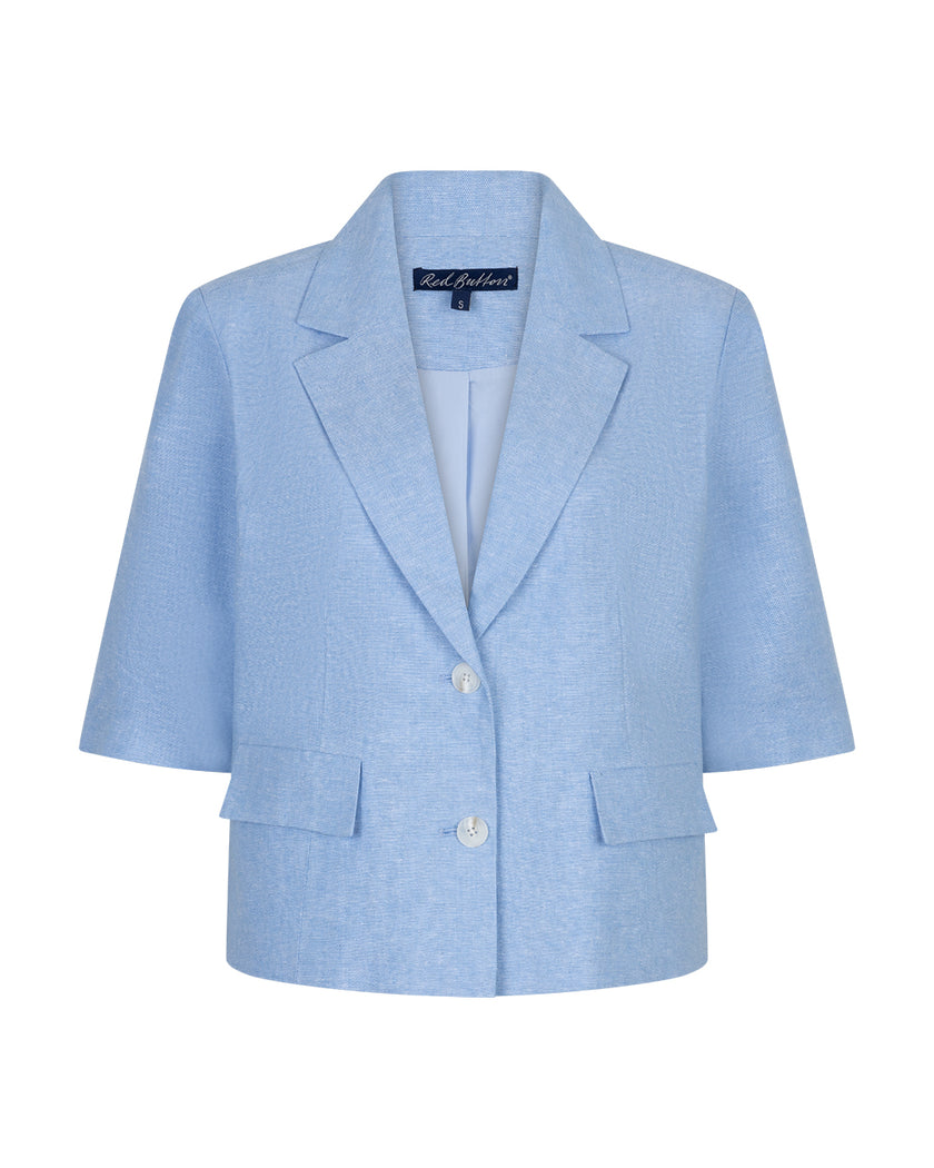 Kurzer Blazer Leinen in Hellblau