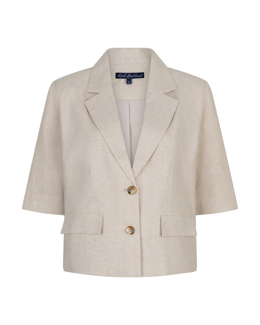 Kurzer Blazer Leinen in Beige