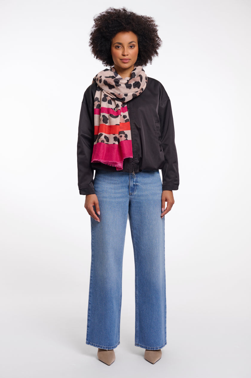 Tuch von Rino&Pelle mit Leo-Print in Pink/Orange Artikel RP6789