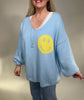 Pullover Smiley und Statement hinten in Hellblau Artikel 5594