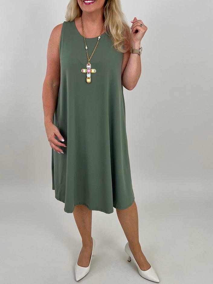 Kleid Kofferstoff Uni in Khaki Artikel 6148