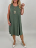 Kleid Kofferstoff Uni in Khaki Artikel 6148