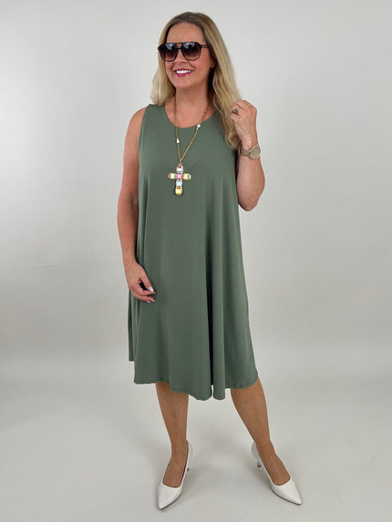Kleid Kofferstoff Uni in Khaki Artikel 6148