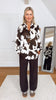 Bluse Satin-Optik gemustert in Mokka/Creme Artikel 6171