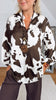 Bluse Satin-Optik gemustert in Mokka/Creme Artikel 6171