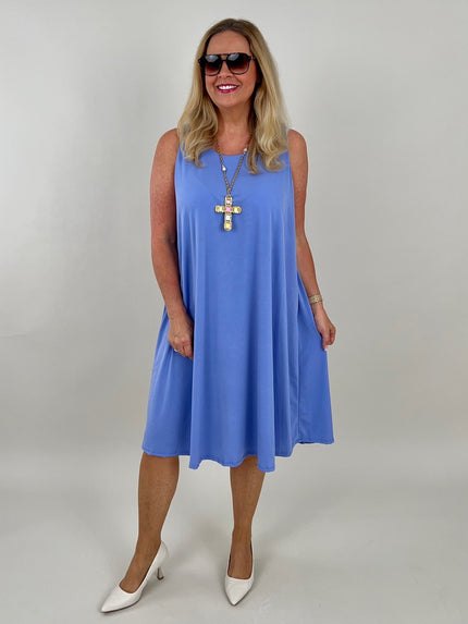 Kleid Kofferstoff Uni in Blau Artikel 6149