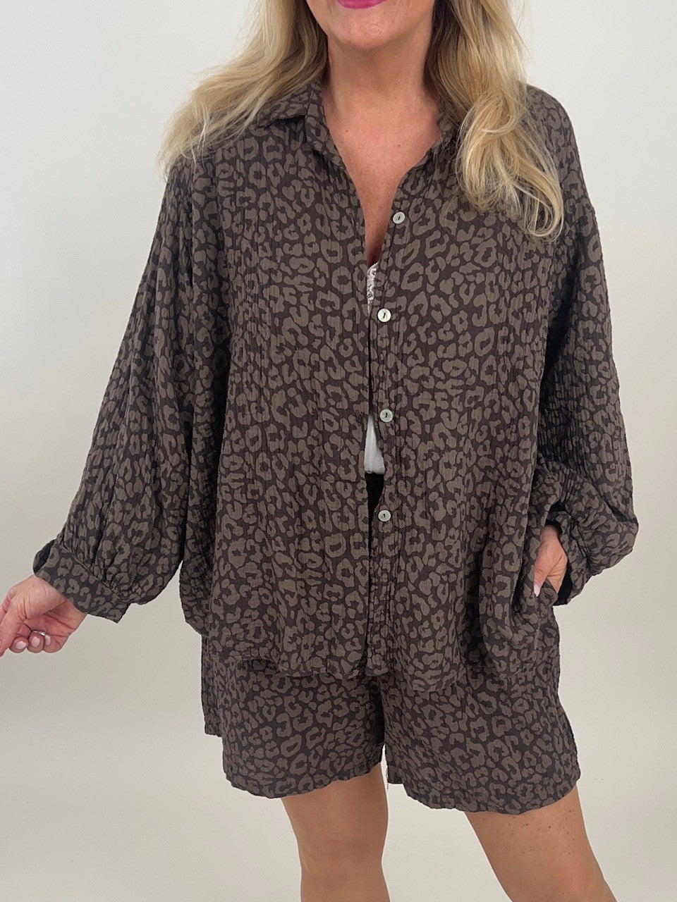 Musselin Bluse Leo in Mokka Artikel 6195